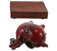 HOODANCOS Petit Vase Décoratif en Céramique Rouge avec Design Unique du Cheval du Zodiaque, Base en Bois Vintage, pour Décoration de Bureau ou Centre de Table 2026