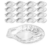 HOODANCOS Plaques de Cuisson de Coquillage Lot de 50 en Aluminium Argentées Résistantes la Cuisson Pliage pour Fruits de Mer pour Barbecues et Dîners en Famille