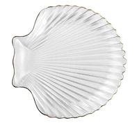 HOODANCOS Plat en Verre Transparent Bord Doré de Coquille, Assiette à Salade Pratique 1 Pièce, Plateau Multifonction pour Fruits Secs, Desserts et Présentoir à Bijoux, Résistant Haute