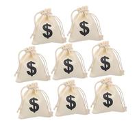 HOODANCOS Pochette à Cordon En Toile Paquet à Argenté Motif 8 Pièces Unisexe Beige Cordon Fermeture Rangement Présents Fête Anniversaire Noël