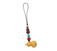 HOODANCOS Porte-clés Calebasse Vintage Cuivre et Bois Pendentif Chinois Traditionnel Feng Shui Bracelet Téléphone Unisexe pour Décoration Suspendue pour Voiture et à Main