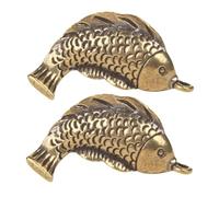 HOODANCOS Porte-clés en Laiton et Breloques Poisson Mini Vintage, Lot de 2, Couleur Laiton, Accessoires Artisanaux Diy, Bijoux Soi-même, Présent Chance, Décoration Bijoux et Paquet