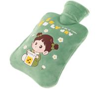 HOODANCOS Sachet d'eau Chaude 1000Ml Vert Chauffe-Mains Injection d'eau Réutilisable Bouillotte Cartoon pour Bureau École et Usage Personnel Chauffe-Main Doux et Pratique