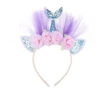HOODANCOS Serrage-tête de Fête Sirène Bleu avec Fleurs en Plastique, Léger et Confortable pour Cheveux des Garçon et Filles, Carnaval et Soirée