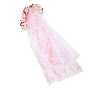 HOODANCOS Serrage-Tête Voile de Mariée Fantôme en Maille Roses Rouges et Effet Sanglant Réaliste pour Fête d'Halloween et Jour des Morts Mexicain Accessoire Costume Voile de Mariée pour