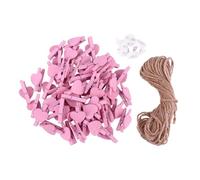 HOODANCOS Set de Pinces Décoratives Bois Roses Forme de Cœur Corde Jute et Punaises Clips de Rangement Réutilisables pour Photos Mémos et Décorations Murales DIY