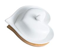 HOODANCOS Set de Vaisselle Céramique Blanche avec Support Plat Cœur pour Beurre Sucrier et Pot à Lait Rangement Pratique pour Cuisine Table