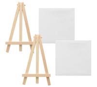 HOODANCOS Sets de Mini Chevalets en Bois Toiles Non Tissées Blanches Lot de 2 pour Peinture, Multifonction et Relaxation, pour Amateurs de Peinture et Étudiants en Art