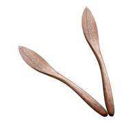 HOODANCOS Spatules à Beurre en Bois de Noyer Noir 15X2 CM Lot de 2 Racloir Multifonction pour Beurre Confiture et Fromage Accessoire Cuisine Compact et Résistant pour Usage Domestique