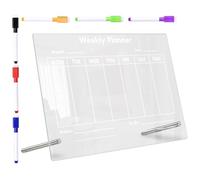 HOODANCOS Tableau Mémo de Bureau Effaçable à Sec en Acrylique Transparent 30x20 Cm 6 Feutres Blancs et 2 Punaises Publicitaires 7 Cm pour Maison, École et Organisation de Bureau