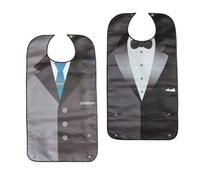 HOODANCOS Tablier de Repas Imperméable pour Adulte en Tergal Lot de 2 Bavoirs Imprimés Doubles Couches Serviette Anti-Salive Réutilisable Protège-Vêtements Personnes Âgées et