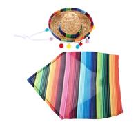 HOODANCOS Tenue d'oie Mexicaine Chapeau Sombrero Et Bandana en Tissu Coloré Costume Festif pour Décoration De Jardin Et Fête du Cinco De Mayo Accessoire Ajustable pour Oie De Porche