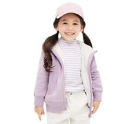 Hooded Jacket with Sherpa Mixte bébé Doux Col Montant à Fermeture Éclair Manteau Blouson Vêtements d'extérieur à Volants Floral Imprimer Bowknot Veste Sherpa Teddy Polaire boutons
