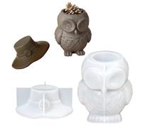 Hooded Owl Silicone Mold, 3D Animal Casting Mold for DIY Crafts and Decor | Flexible silicone mold creates a 3D hooded owl for resin, plaster or cement crafts, suitable as a planter or storage piece.