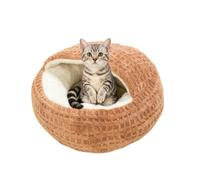 Hooded Pet Nest - Enclosed Cat Shelter, Warming Cat Bed, Plush Textile Interior with Non Slip Base, Compact Indoor Pet Furniture Space Saving, Quiet Resting Cave for Home Living Room Bedroom