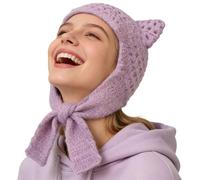 Hooded Scarf - Cat Ear Knitted Wrap for Cold Weather Wear | Soft Yarn Head Cover with Integrated Hat Scarf Design, Winter Accessory for Skiing Hiking Running Shopping Travel Daily Commuting