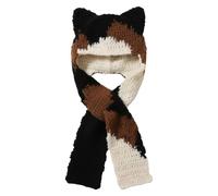 Hooded Scarf - Cat Ear Knitted Wrap for Cold Weather Wear | Soft Yarn Head Cover with Integrated Hat Scarf Design, Winter Accessory for Skiing Hiking Running Shopping Travel Daily Commuting