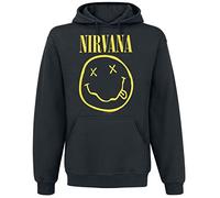 Nirvana Hoodie Yellow Happy Face Unisex Black M