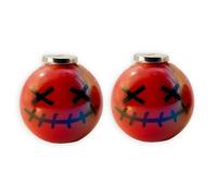 HOODIE CHARMS - Modèle Smiley Stitch avec Visage Cousu - Embout Personnalisé pour Cordon de Sweat à Capuche, DIY Mode Unisexe (Rouge)