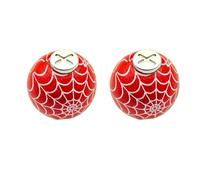 HOODIE CHARMS - Série Wood Pop - Perles en Bois Peintes à la Main - Design Graphique & Fun - Accessoire Unisexe pour Hoodie et Streetwear (WebRed - Toile d’araignée sur fond rouge)