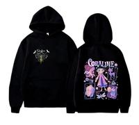 Hoodie Coraline Fashion Casual Pullover, Vintage Classic Horror Sweater Fun Print Pattern Sweatshirt Hommes et Femmes Gothic Sportswear Role Playing Top Manches Longues Trendy Streetwear-purple||XS