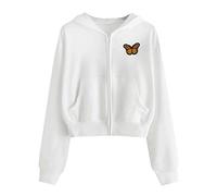 Hoodie Court Femme Sweatshirt Manches Longues Sweat à Capuche avec Zippé Décontracté Léger Sweat-Shirt avec Fermeture éclair Pullover avec Poches Pour Femme Veste Casual Automne Clearance Soldes