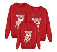 Hoodie de Noël en famille d'hiver chandails de Noël en famille coordonnés pull de Noël renne col rond Noël sweats à capuche pull couple Noël pull rouge homme femme enfant, K, 2-3 ans