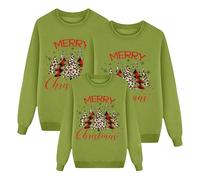 Hoodie de Noël en famille d'hiver chandails de Noël en famille coordonnés pull de Noël renne col rond Noël sweats à capuche pull couple Noël pull rouge homme femme enfant, W, 6-7 ans