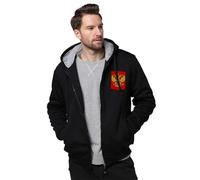 Hoodie Homme à Fermeture Éclair - Fédération de Russie Sweat à Capuche Épais et Chaud, Doublé en Polaire, Tissu Polyester Résistant, pour Hiver et Extérieur,Noir,4XL