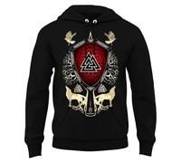 Hoodie Homme à Motif Mythologie Nordique avec Poche Kangourou Sweats à Capuche Homme Automne Hiver Pull Oversize Sweatshirts Médiévale Style Viking Pulls, Gilets et Sweats Streetwear Mode Sweat Shirt