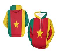 Hoodie Homme Cameroun Drapeau National Classique Confortable Haut À Capuche Veste Manches Longues avec Poignets Côtelés Idéal pour Le Week End Style Royaume-Uni Sweats De Travail