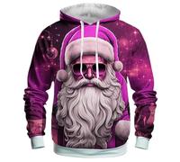 Hoodie Homme Oversize, Pull Moche De Noel Grande Taille Pull Chaud Impression 3D Amusant Funky DéContracté à Manches Longues avec Cordon De Serrage pour Voyages Camping