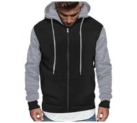 Hoodie Homme - Sweat à capuche zippé homme avec manches contrastées coupe décontractée pour quotidien tissu doux respirant fermeture robuste poche kangourou pratique style moderne polyvalent