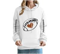 Hoodie Sport Femme Impression de Rugby Pulls d'automne pour Femmes Sweat-Shirt à Capuche Femme Grande Taille Vêtements à La Mode Loisirs Quotidiennes Hauts Manches Longues Décontracté