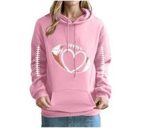Hoodie Sport Femme Manches Longues Sweatshirt à Capuche Femme Grande Taille Sweat Tendance Femmes Impression Rugby Hauts Outdoor Cyclisme Survêtements Sweat avec Poches Ample Mode