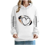 Hoodie Sport Femme Manches Longues Sweatshirt à Capuche Femme Grande Taille Sweat Tendance Femmes Impression Rugby Hauts Outdoor Cyclisme Survêtements Sweat avec Poches Ample Mode