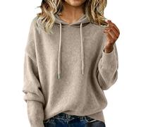 Hoodie Sweaters for Women Soft Fleece Fall Fashion Hooded Pullover Sweatshirt Long Sleeve Drawstring Cozy Knit Sweater
