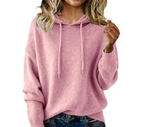 Hoodie Sweaters for Women Soft Fleece Fall Fashion Hooded Pullover Sweatshirt Long Sleeve Drawstring Cozy Knit Sweater