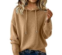 Hoodie Sweaters for Women Soft Fleece Fall Fashion Hooded Pullover Sweatshirt Long Sleeve Drawstring Cozy Knit Sweater