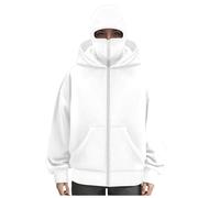 Hoodie Unisexe Pull for AntiVent Sweat à Capuche Baggy Masquée Sweat-Shirt à Capuche Coupe Ample Confortable Femmes Pull Sport Casual Hip Hop Cadeau Classic Hoodies pour Sports de Plein (White, XXL)