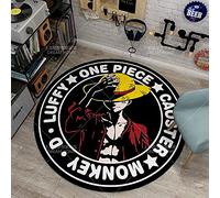 HoodieBBQ Tapis Cartoon Anime Forme Ronde One Piece One Piece Chambre d’Enfant Salon Table Basse Baie vitrée Chambre Tapis de Sol Surface Coureurs diamètre 80cm