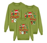 Hoodies de Noël Famille Ensemble, Pull de Noël Famille Funky Christmas Print Père Noël Sweatshirts Famille Col rond Pulls Sweatshirt Coordonnées de Noël, A#Vert, 8-9 ans