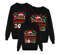 Hoodies de Noël Famille Ensemble, Pull de Noël Famille Funky Christmas Print Père Noël Sweatshirts Famille Col rond Pulls Sweatshirt Coordonnées de Noël, A#Noir, 2-3 ans