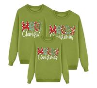 Hoodies de Noël Famille Ensemble, Pull de Noël Famille Funky Christmas Print Père Noël Sweatshirts Famille Col rond Pulls Sweatshirt Coordonnées de Noël, B#Vert, 3-4 ans