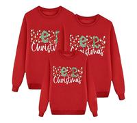 Hoodies de Noël Famille Ensemble, Pull de Noël Famille Funky Christmas Print Père Noël Sweatshirts Famille Col rond Pulls Sweatshirt Coordonnées de Noël, B#rouge, 2-3 ans