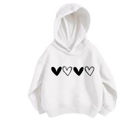 Hoodies et Sweatshirts pour Filles | Pull Élégant à Motif Cœur - Style Sportif Décontracté pour Enfants 3 à 12 Ans Idéal Loisirs École et Activités Quotidiennes (White, 3-4 Years)