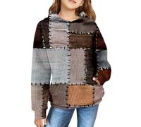 Hoodies Fille Gaufres Filles Décontractée Doux Sweats à Manches Longues Léger Automne Fille Hoodie Couleur Unie Hiver Sport Pull Y2k Avec Poches Fille Sweatshirt Streetwear, Café, 10 ans