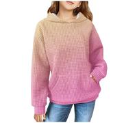 Hoodies gaufres fille automne confortable sweats à manches longues doux légers filles et filles hoodie élégant sport avec poches pull Y2k hiver couleur unie sweatshirt fille, F., 10 ans