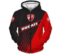 Hoodies Unisexe Sweatshirts Full Zip 3D pour Ducati Imprimé Hooded Tops Casual Long Sleeve Motorcycle Hoodie Sports Jumpers with Pockets-E||KID1