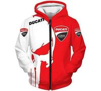 Hoodies Unisexe Sweatshirts Full Zip 3D pour Ducati Imprimé Hooded Tops Casual Long Sleeve Motorcycle Hoodie Sports Jumpers with Pockets-M||L